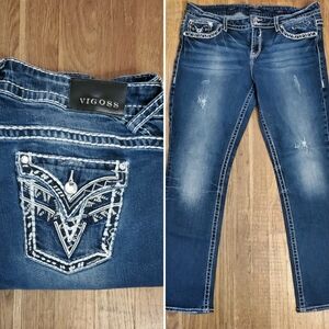 Vigoss Women's Sz 18 Distressed Blue Straight Leg Jeans